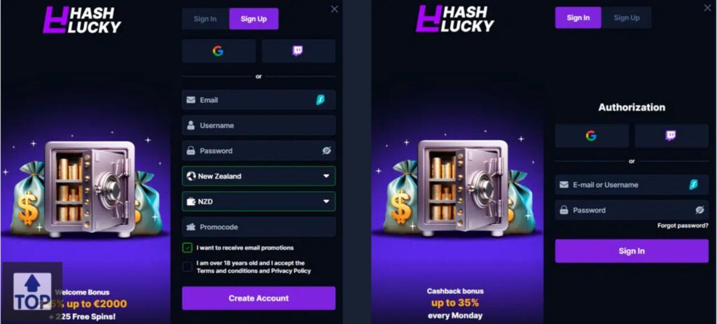 Hashlucky Casino login